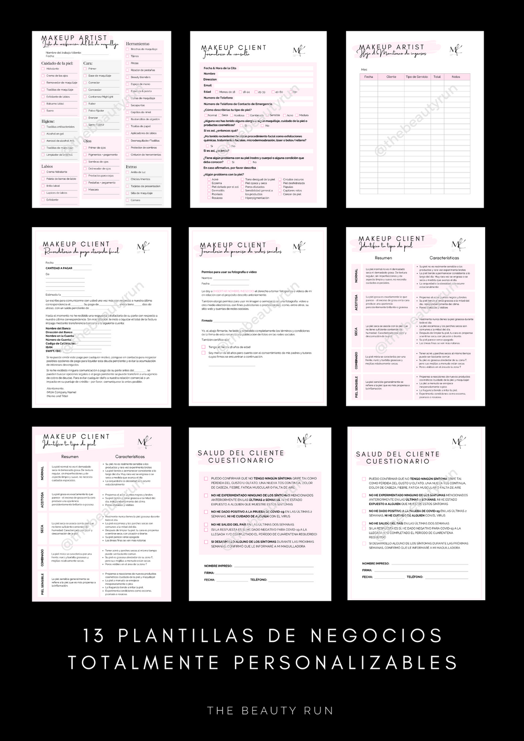 Makeup Artist Business Templates *SPANISH*