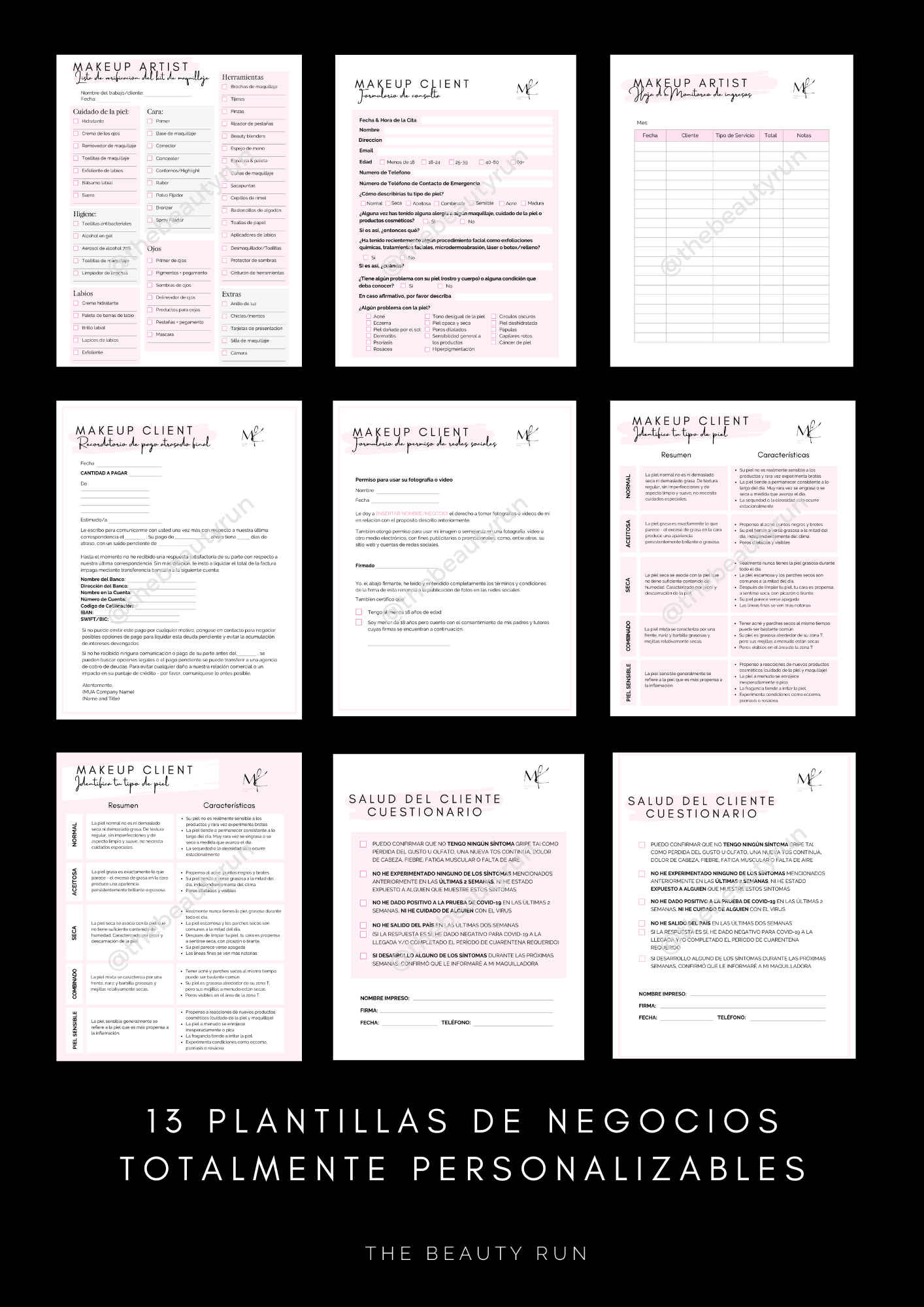 Makeup Artist Business Templates *SPANISH*