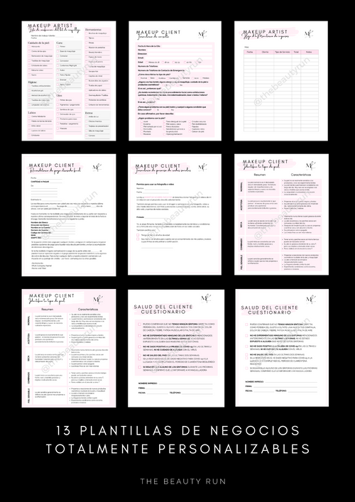 Makeup Artist Business Templates *SPANISH*