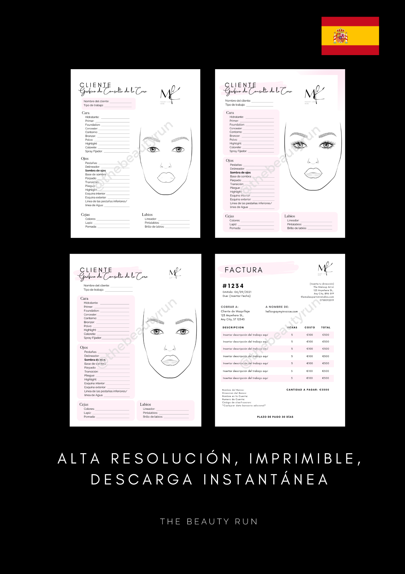 Makeup Artist Business Templates *SPANISH*